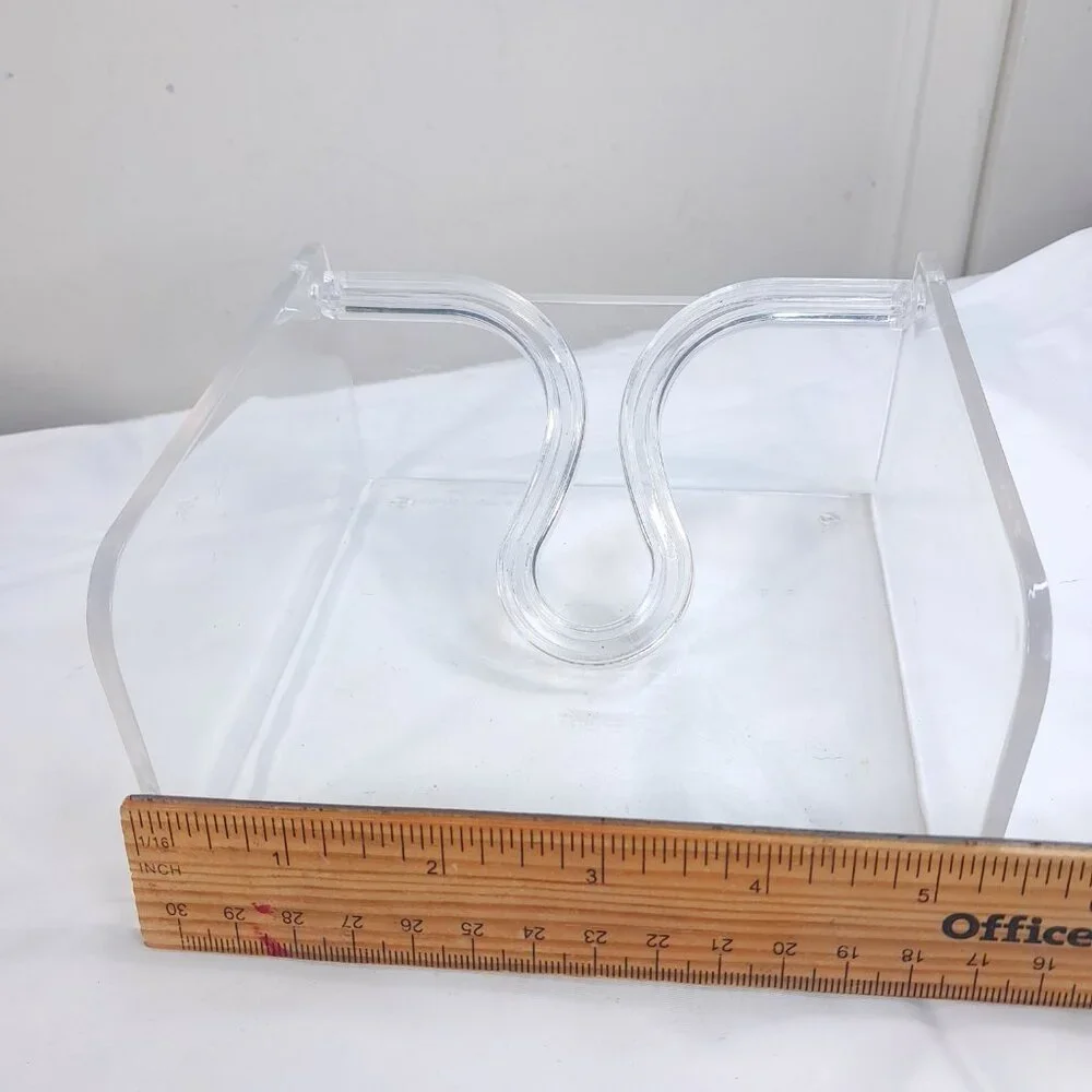 Vintage NCC Lucite COCKTAIL  Napkin Holder Butler clear Plastic Acrylic 1990 mod